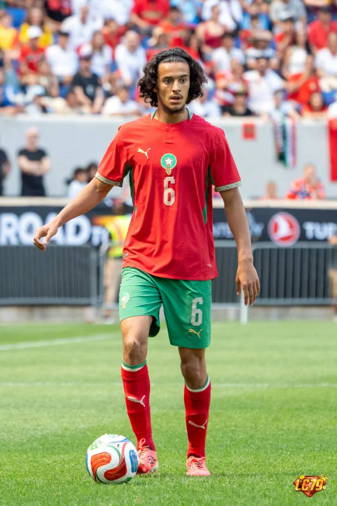 Ayyoub Bouaddi trong màu áo Morocco, ảnh Wikimedia Commons đã đóng watermark LC79