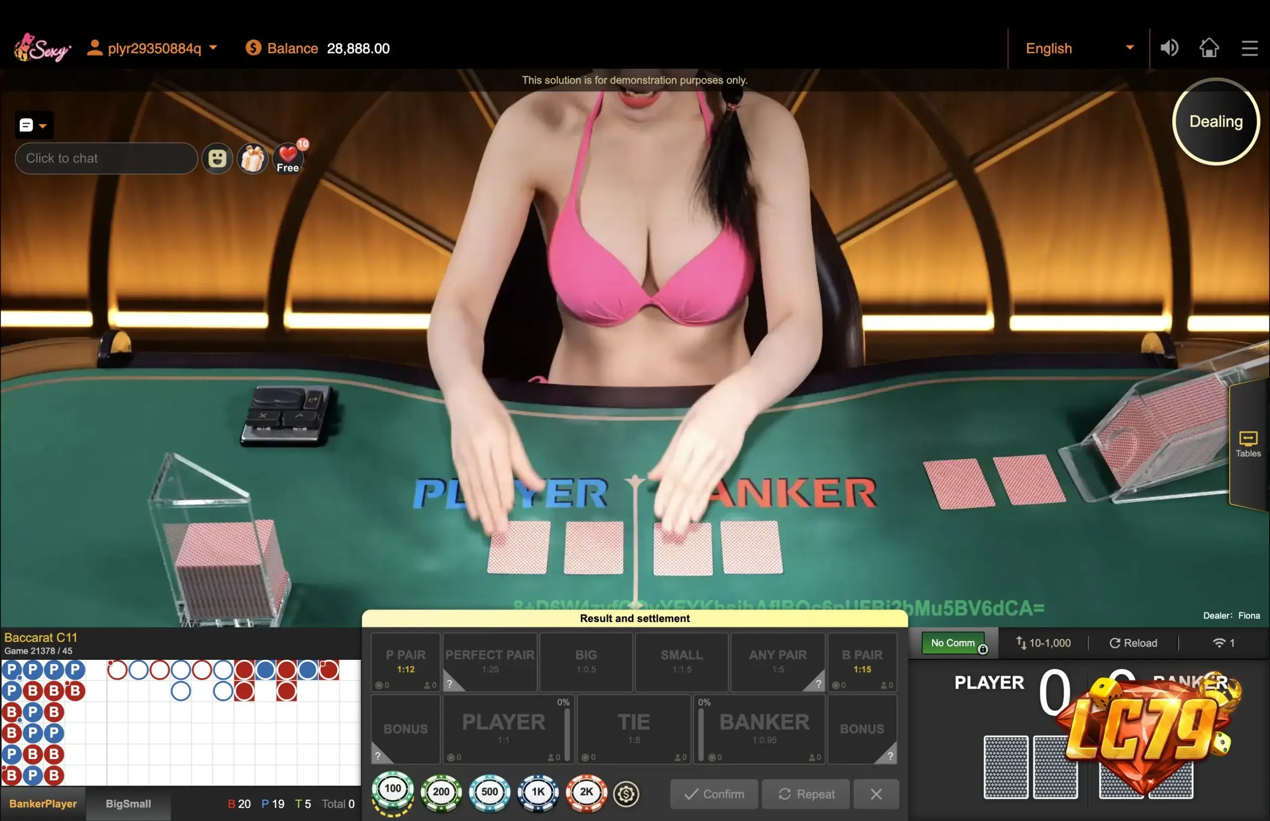 Bàn cược Baccarat Player - Banker - Tie tại LC79