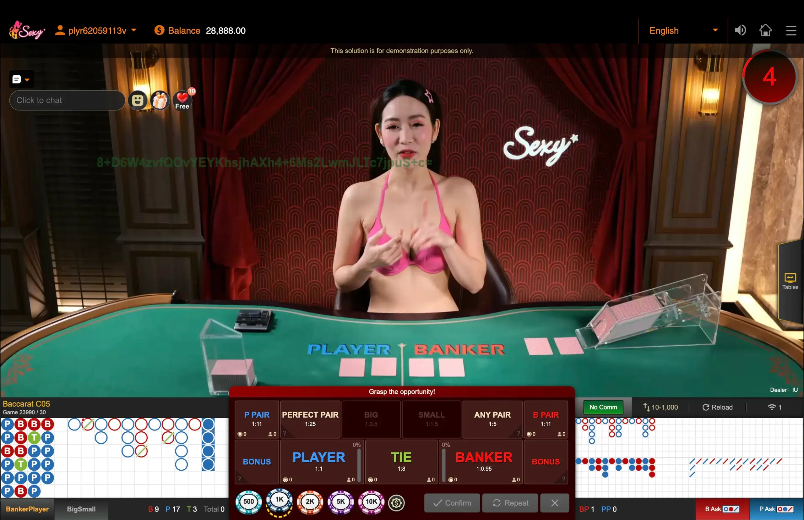 Bàn Baccarat Sexy Casino tại LC79