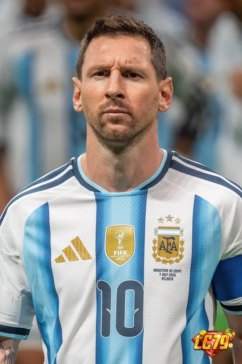Lionel Messi trong màu áo Argentina tại World Cup 2026, ảnh đã đóng watermark LC79