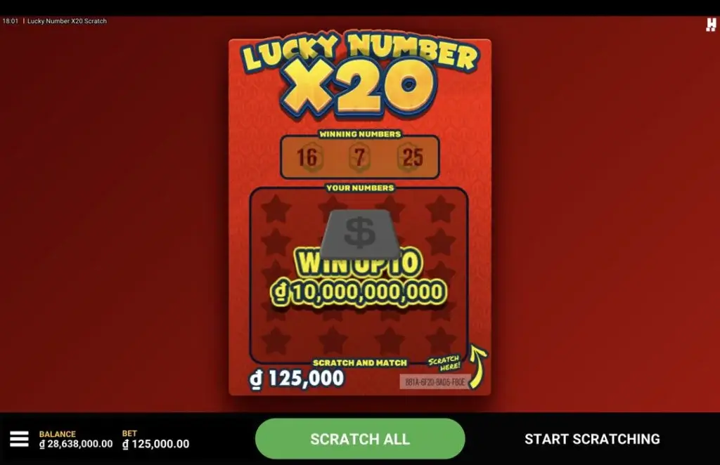 Ảnh giao diện chính game Lucky Number (slot JILI) chơi tại LC79