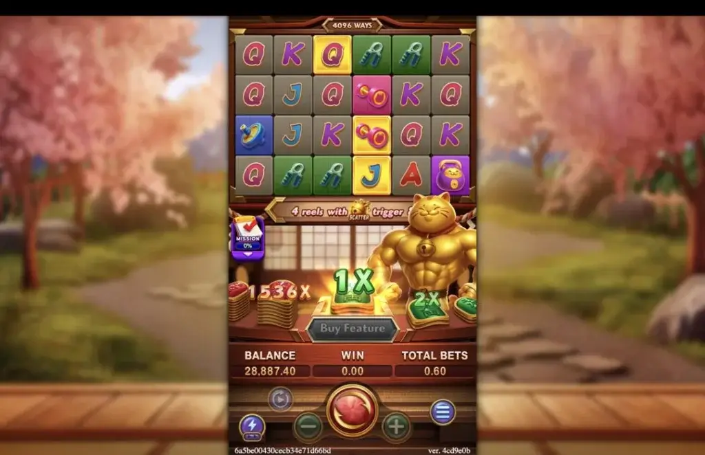 Ảnh giao diện chính game MUSCLE FORTUNE CAT (slot FC) chơi tại LC79