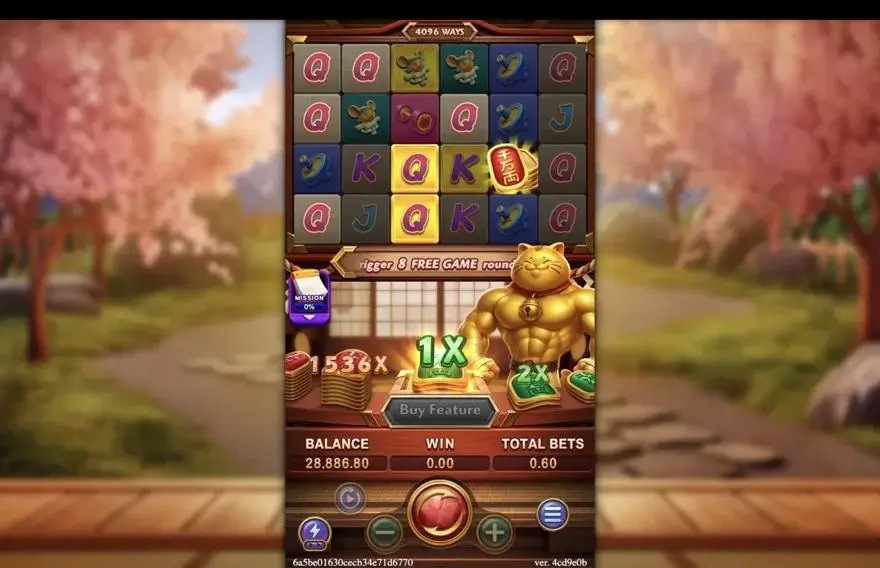 Ảnh màn hình gameplay game MUSCLE FORTUNE CAT (slot FC) chơi tại LC79