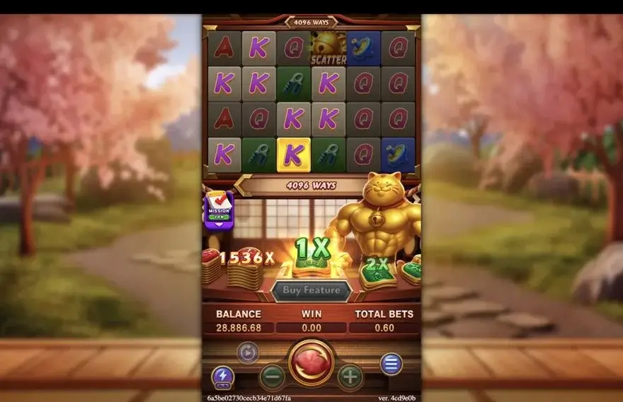 Ảnh bảng biểu tượng & tính năng game MUSCLE FORTUNE CAT (slot FC) chơi tại LC79