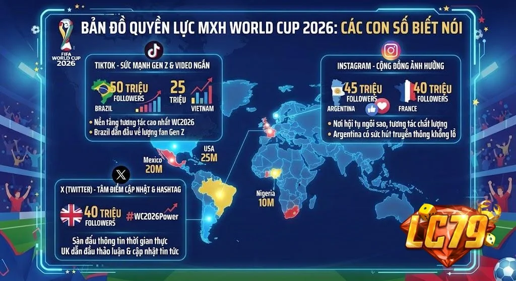 thống kê mạng xã hội World Cup 2026, lượng fan World Cup 2026