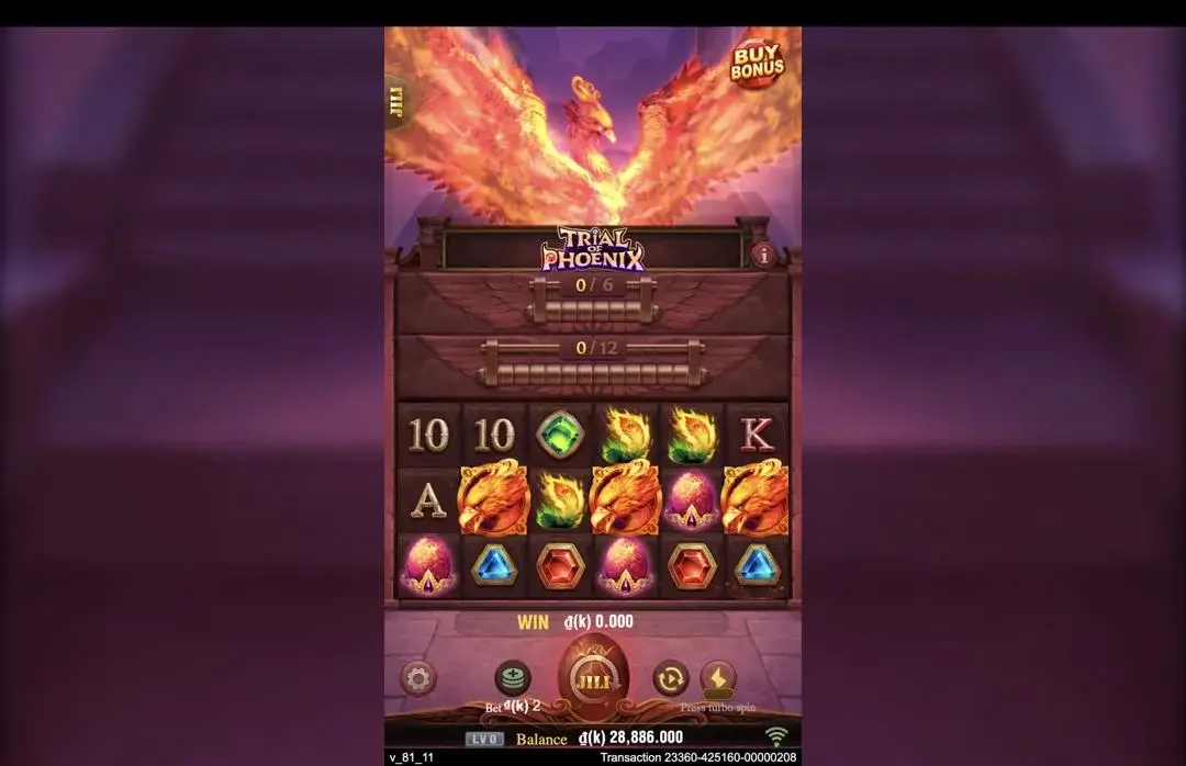 Ảnh giao diện chính game Trial of Phoenix (slot JILI) chơi tại LC79