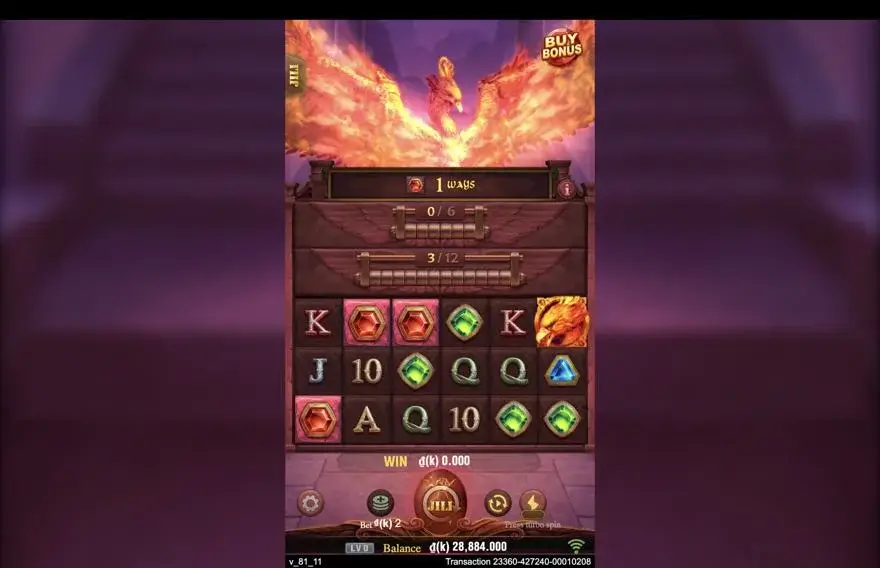 Ảnh màn hình gameplay game Trial of Phoenix (slot JILI) chơi tại LC79