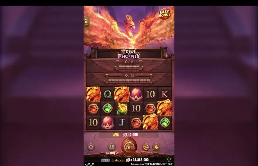 Ảnh bảng biểu tượng & tính năng game Trial of Phoenix (slot JILI) chơi tại LC79