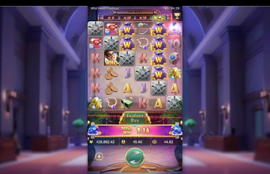 Ảnh màn hình gameplay game Wild Heist Cashout (slot PG) chơi tại LC79