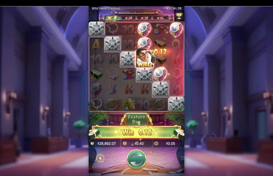 Ảnh bảng biểu tượng & tính năng game Wild Heist Cashout (slot PG) chơi tại LC79