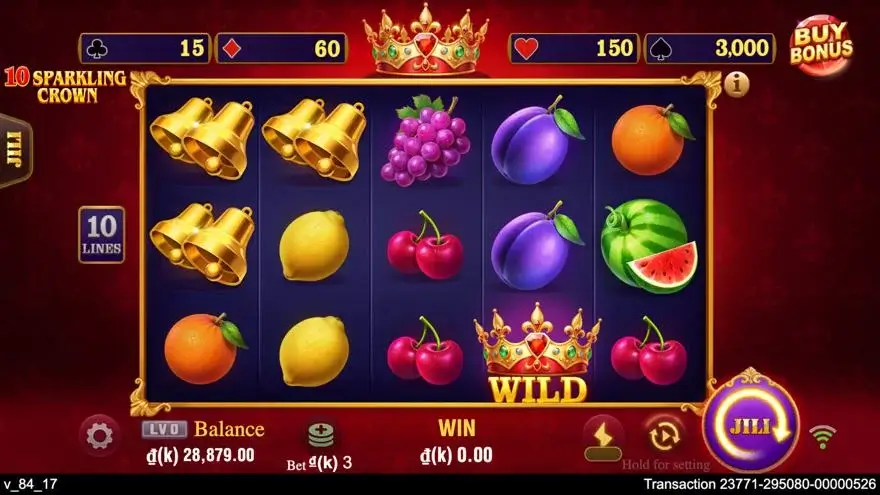 Ảnh bảng biểu tượng & tính năng game 10 Sparkling Crown (slot JILI) chơi tại LC79