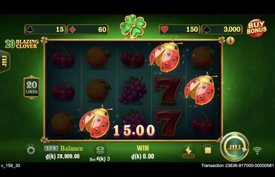 Ảnh bảng biểu tượng & tính năng game 20 Blazing Clover (slot JILI) chơi tại LC79