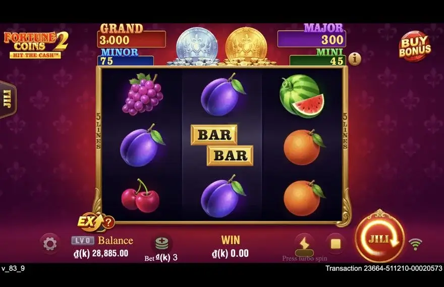 Ảnh bảng biểu tượng & tính năng game Fortune Coins 2 (slot JILI) chơi tại LC79