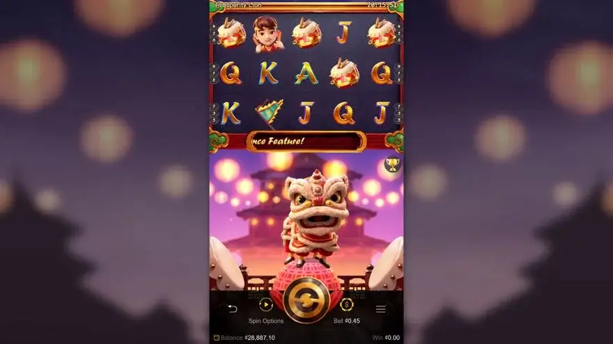 Ảnh màn hình gameplay game Prosperity Lion (slot PG) chơi tại LC79