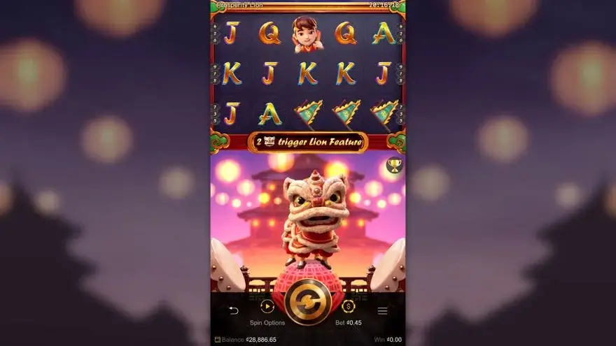 Ảnh bảng biểu tượng & tính năng game Prosperity Lion (slot PG) chơi tại LC79