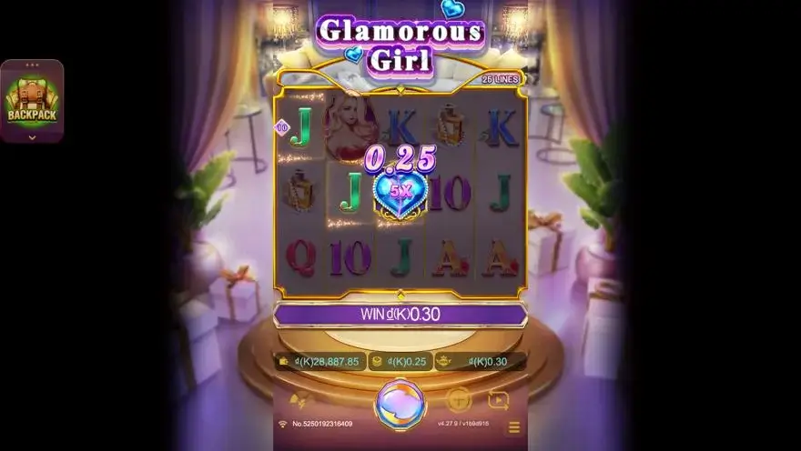 Ảnh màn hình gameplay game Glamorous Girl (slot JDB) chơi tại LC79