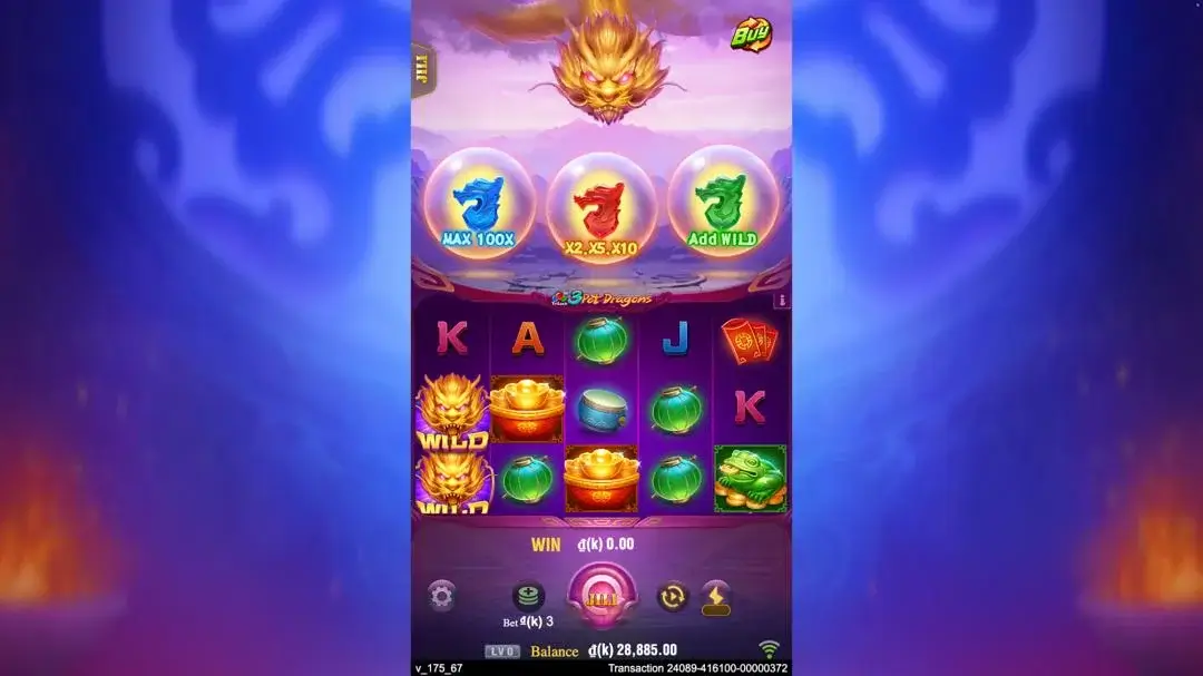 Ảnh giao diện chính game mẹo chơi 3 pot dragons lc79 (slot) chơi tại LC79