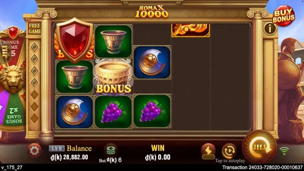 Ảnh giao diện chính game ROMA X 10000 (slot JILI) chơi tại LC79