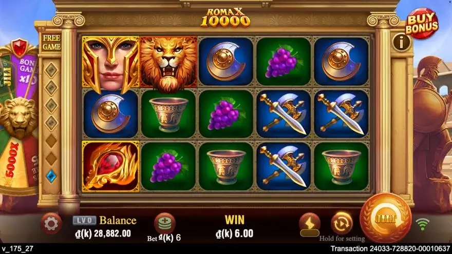 Ảnh bảng biểu tượng & tính năng game ROMA X 10000 (slot JILI) chơi tại LC79