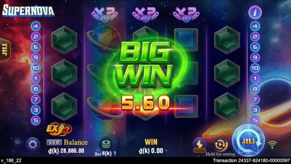 Ảnh giao diện chính game Supernova (slot JILI) chơi tại LC79