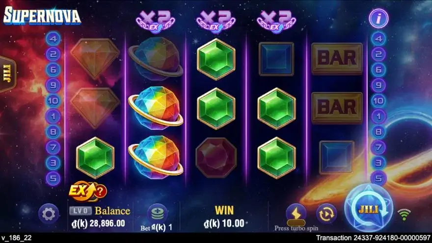 Ảnh bảng biểu tượng & tính năng game Supernova (slot JILI) chơi tại LC79
