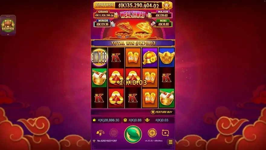 Ảnh bảng biểu tượng & tính năng game Wealthway (slot JDB) chơi tại LC79