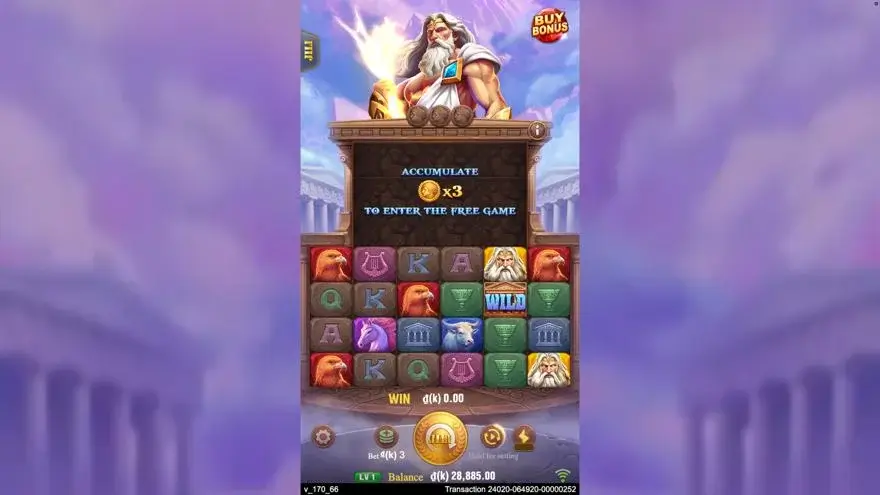 Ảnh màn hình gameplay game Zeus (slot ACEWIN) chơi tại LC79