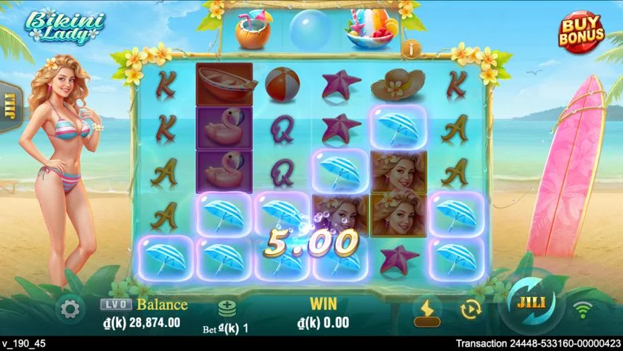 Ảnh bảng biểu tượng & tính năng game Bikini Lady (slot JILI) chơi tại LC79