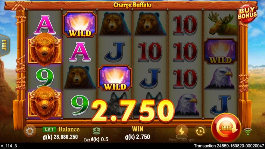 Ảnh màn hình gameplay game Charge Buffalo (slot JILI) chơi tại LC79