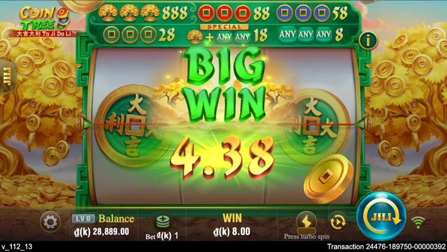 Ảnh bảng biểu tượng & tính năng game Coin Tree (slot JILI) chơi tại LC79