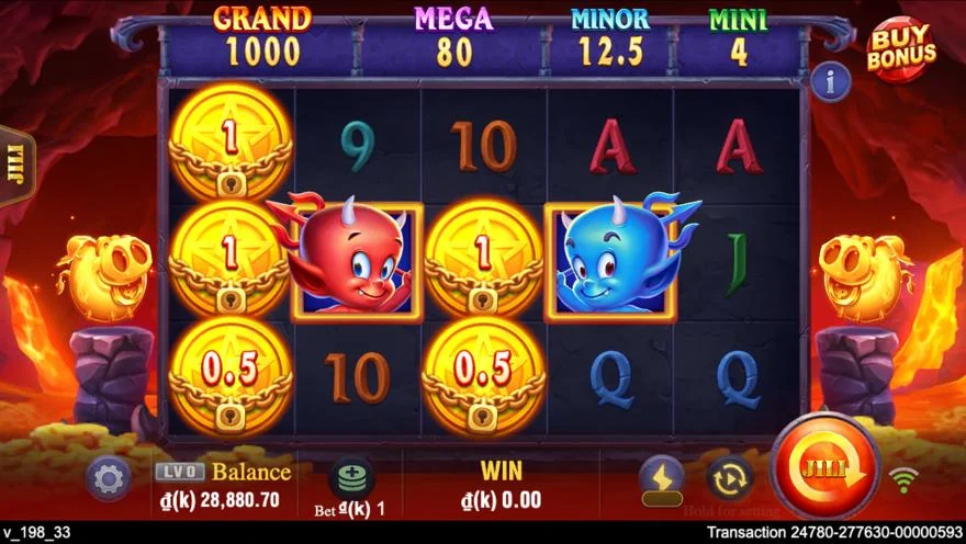 Ảnh bảng biểu tượng & tính năng game Devil Fire Twins (slot JILI) chơi tại LC79