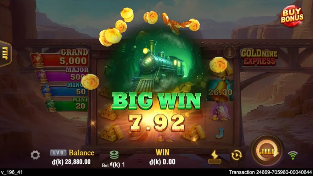 Ảnh giao diện chính game Gold Mine Express (slot JILI) chơi tại LC79
