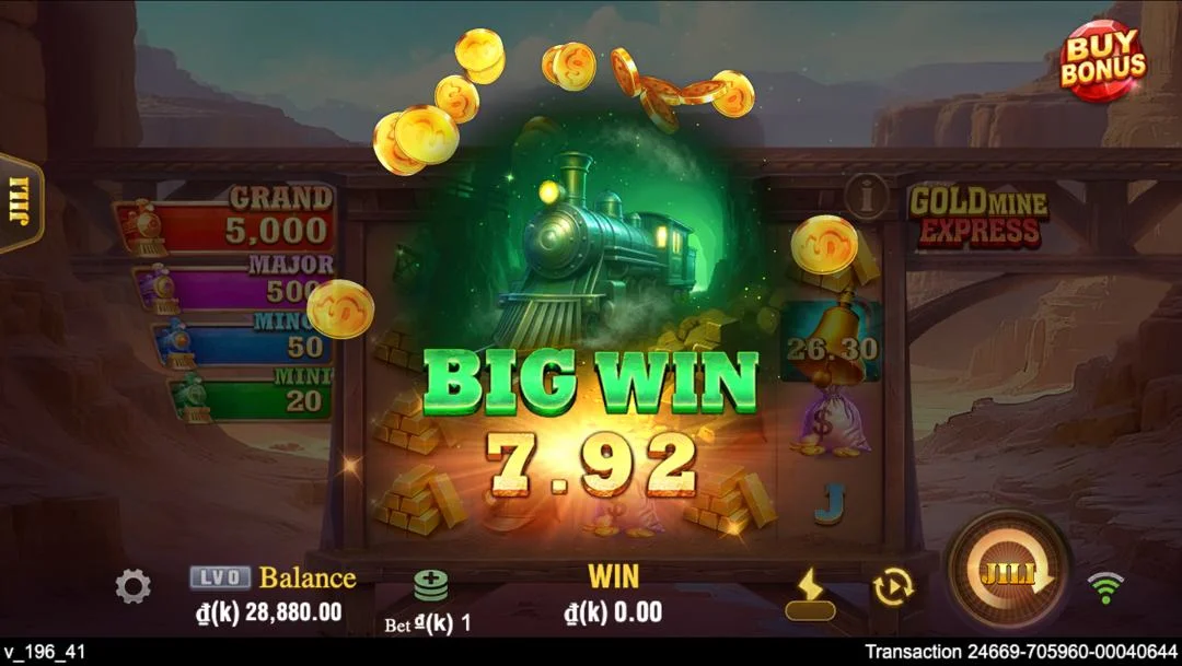 Ảnh giao diện chính game Gold Mine Express (slot JILI) chơi tại LC79