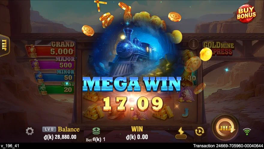 Ảnh màn hình gameplay game Gold Mine Express (slot JILI) chơi tại LC79