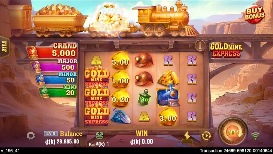 Ảnh bảng biểu tượng & tính năng game Gold Mine Express (slot JILI) chơi tại LC79