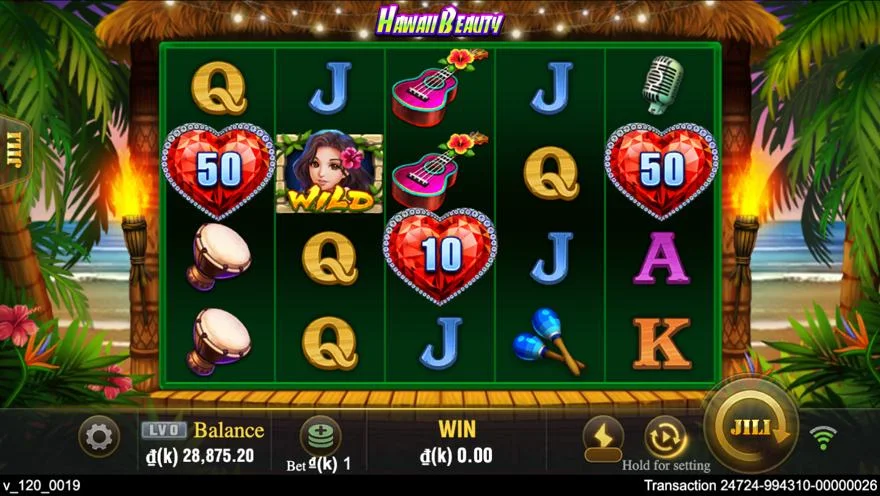 Ảnh màn hình gameplay game Hawaii Beauty (slot JILI) chơi tại LC79