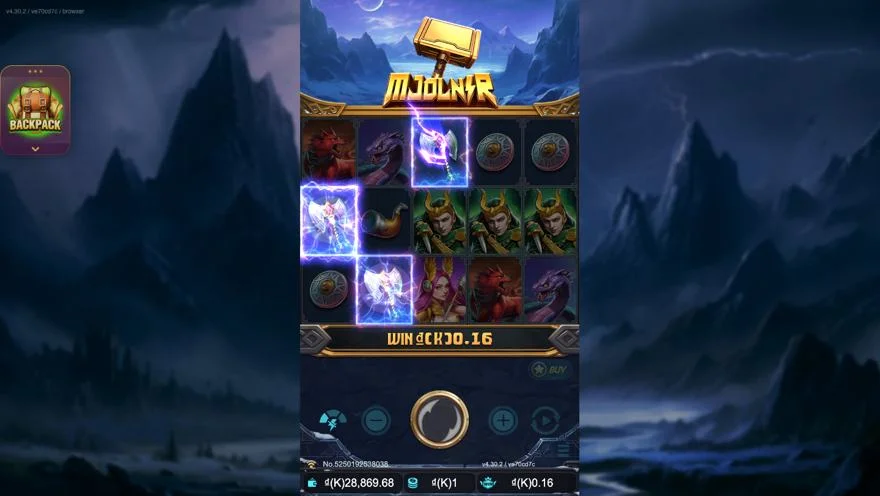 Ảnh bảng biểu tượng & tính năng game Mjolnir (slot JDB) chơi tại LC79